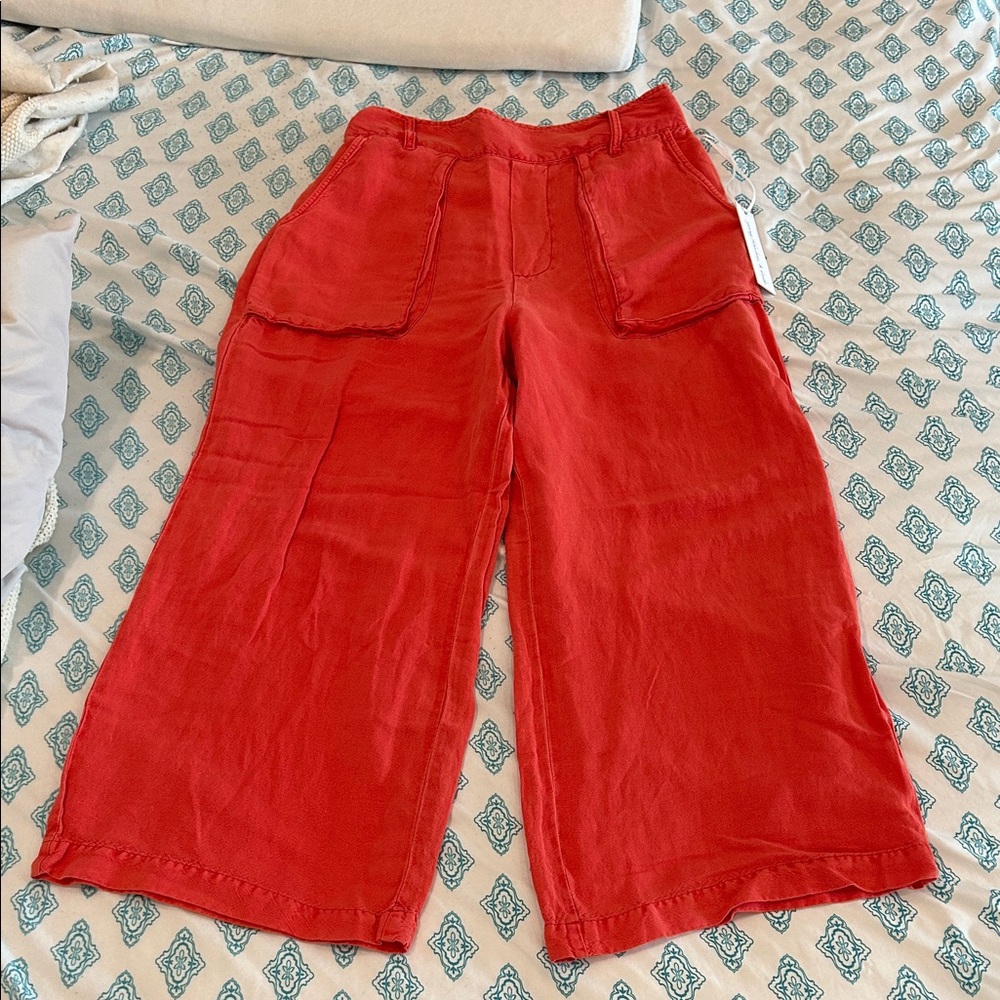 Young Fabulous & Broke YFB Linen blend Wide Pull on Crop Pants